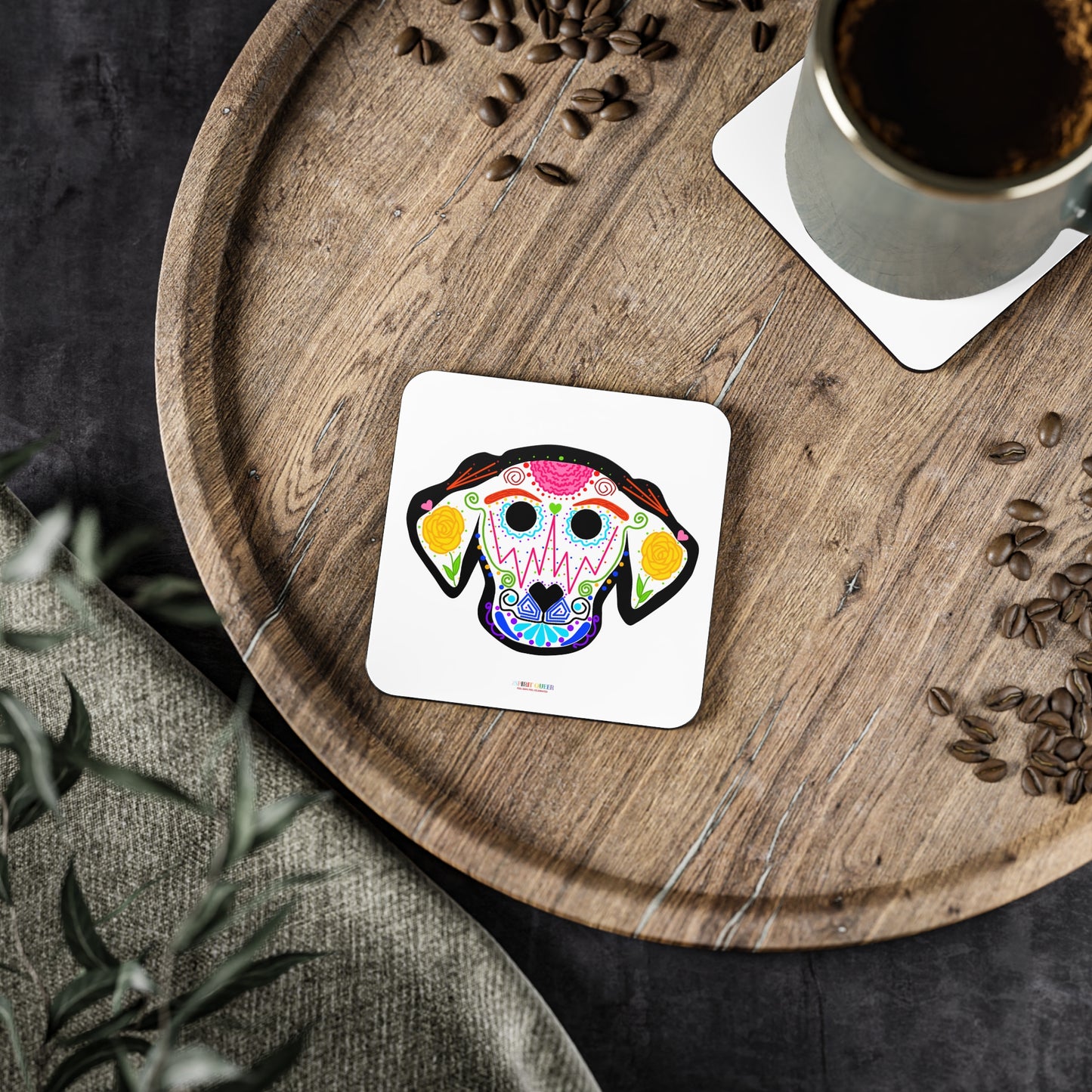 Dia de los Muertos Dog Head Coasters
