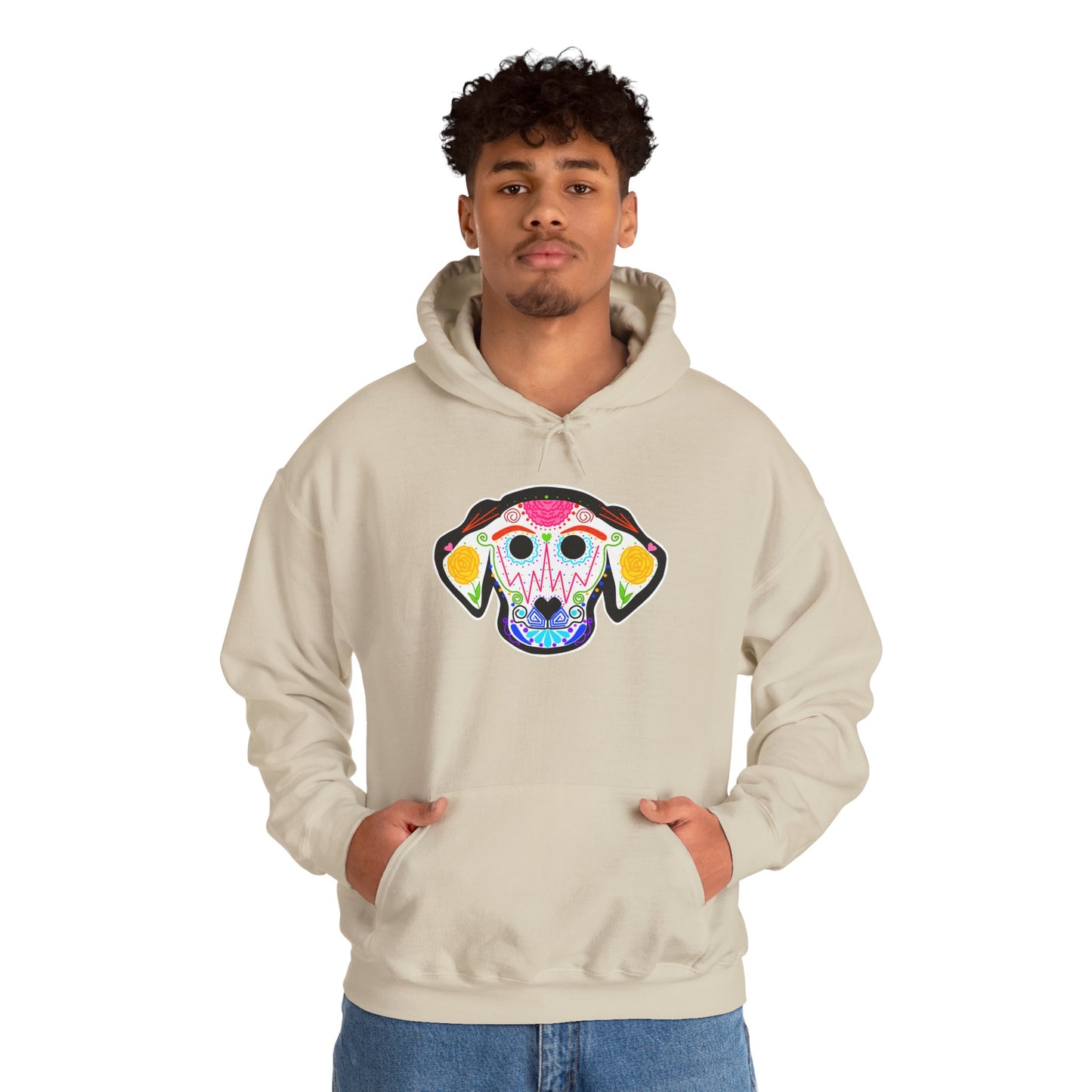 Dia de los Muertos Dog Head Hooded Sweatshirt