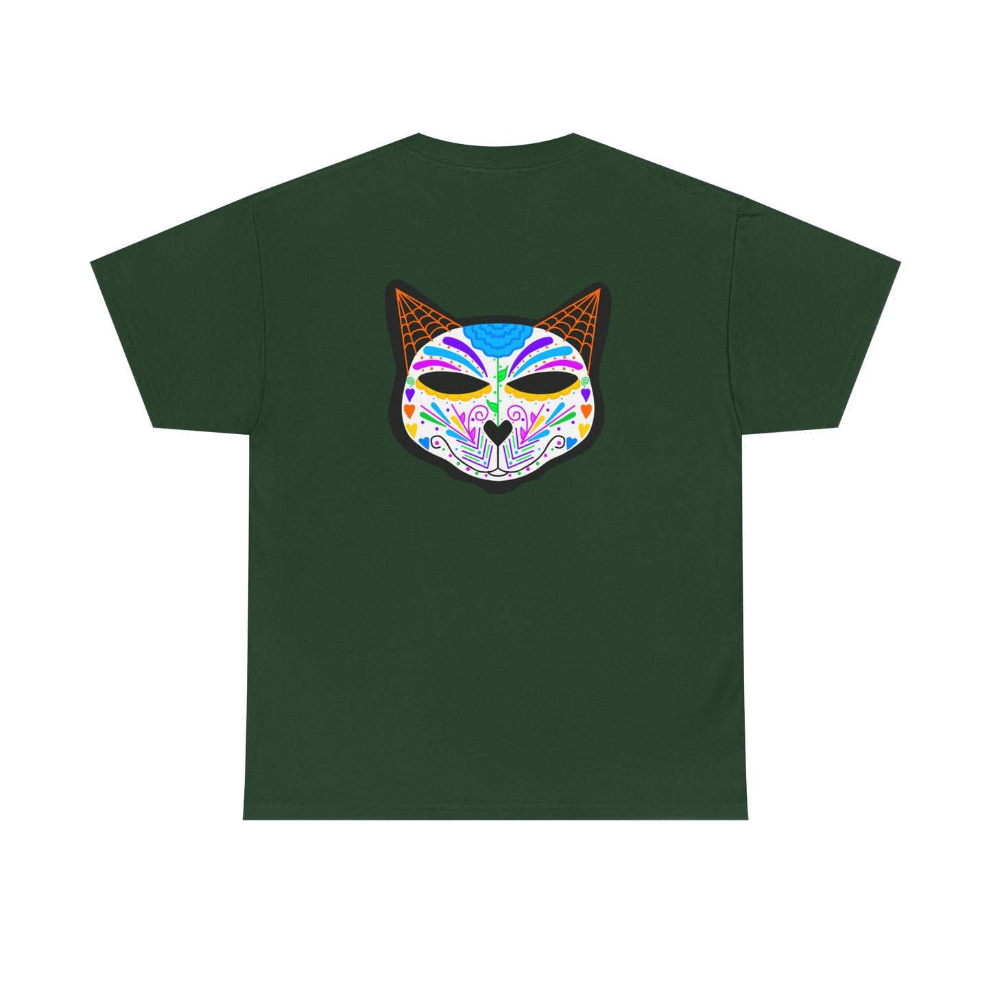 Dia de los Muertos Cat Head Heavy Cotton Tee