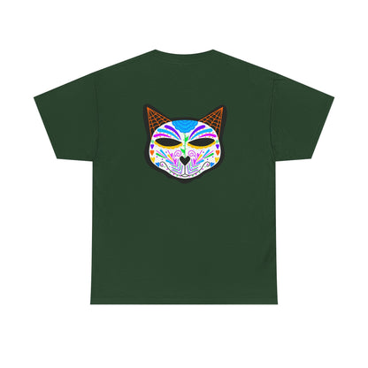 Dia de los Muertos Cat Head Heavy Cotton Tee