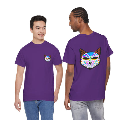 Dia de los Muertos Cat Head Heavy Cotton Tee