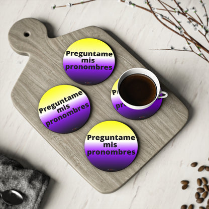 Preguntame mis Pronombres NonBinary Coasters