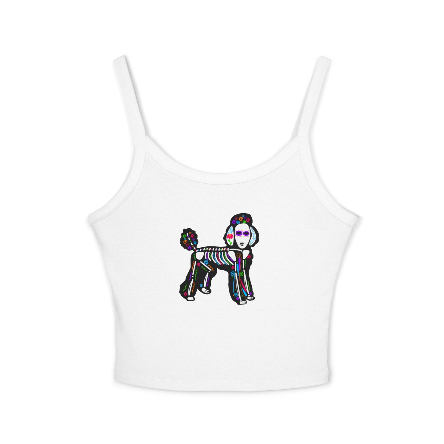 Dia de los Muertos Poodle Spaghetti Strap Tank Top