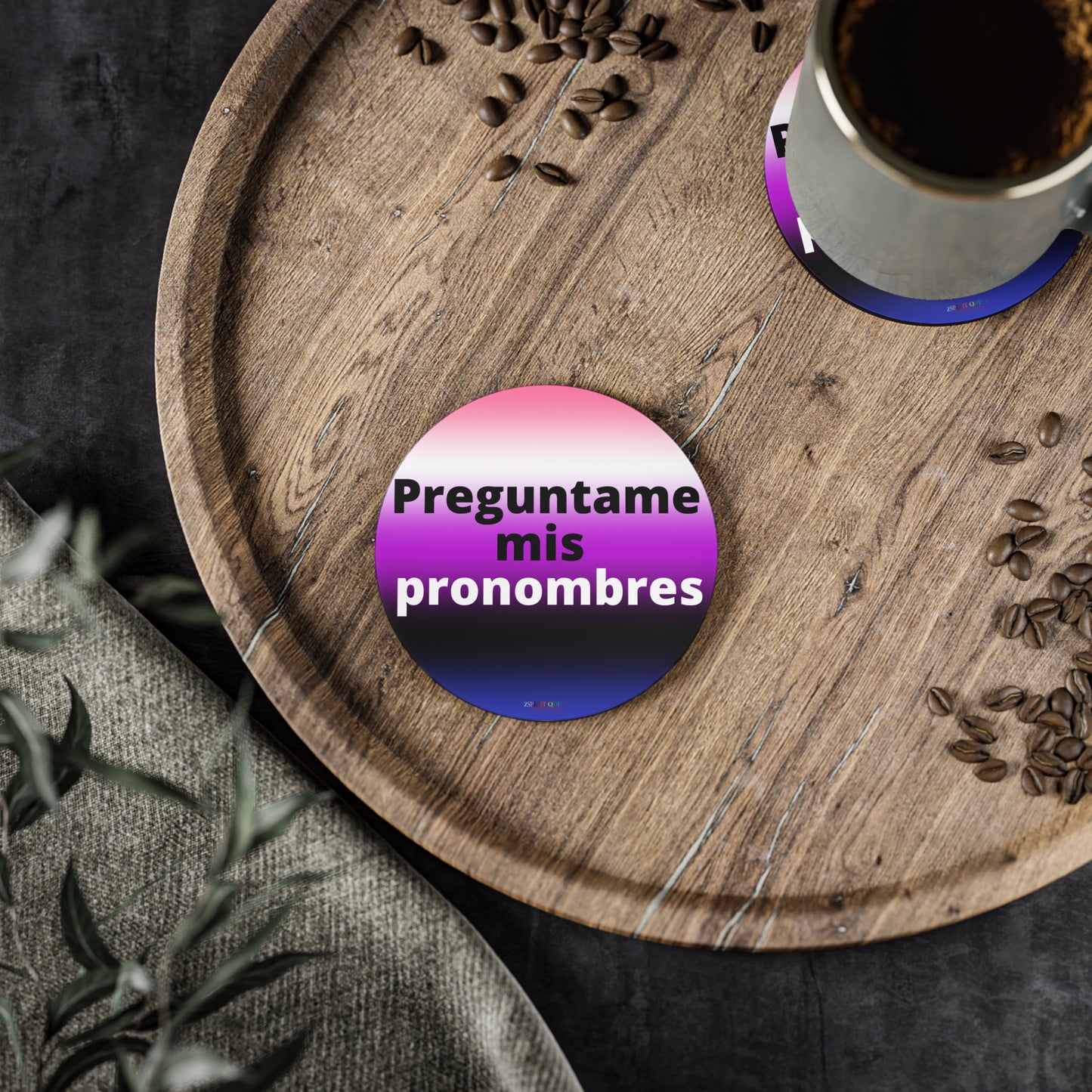 Preguntame mis Pronombre Genderfluid Coasters