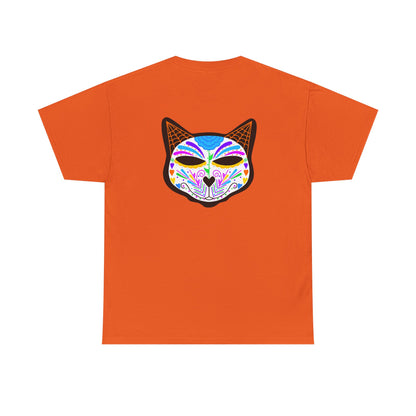 Dia de los Muertos Cat Head Heavy Cotton Tee