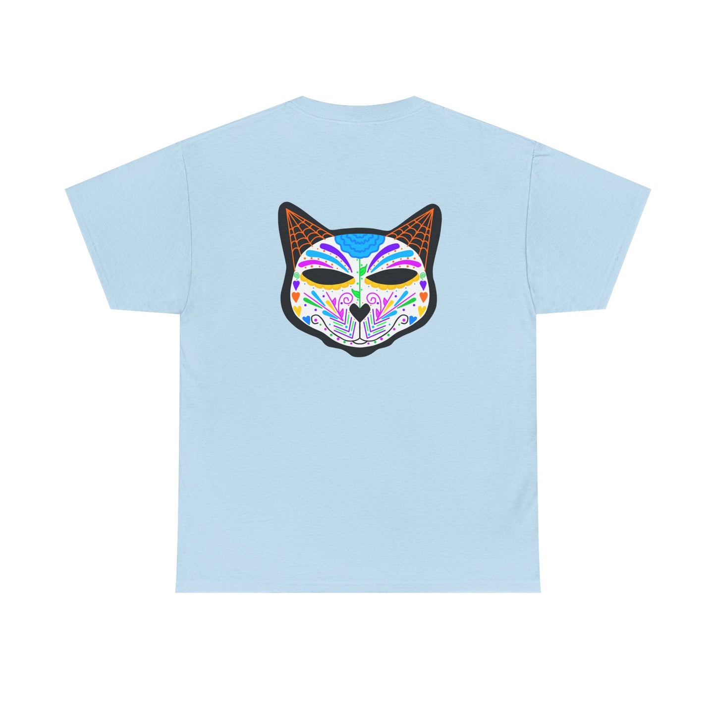 Dia de los Muertos Cat Head Heavy Cotton Tee