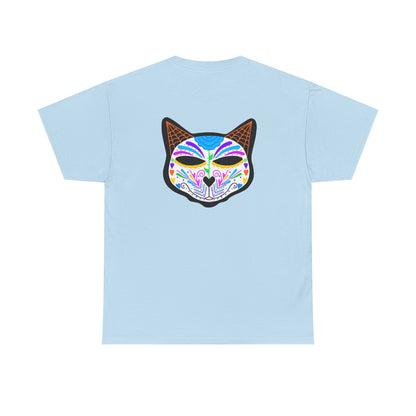 Dia de los Muertos Cat Head Heavy Cotton Tee