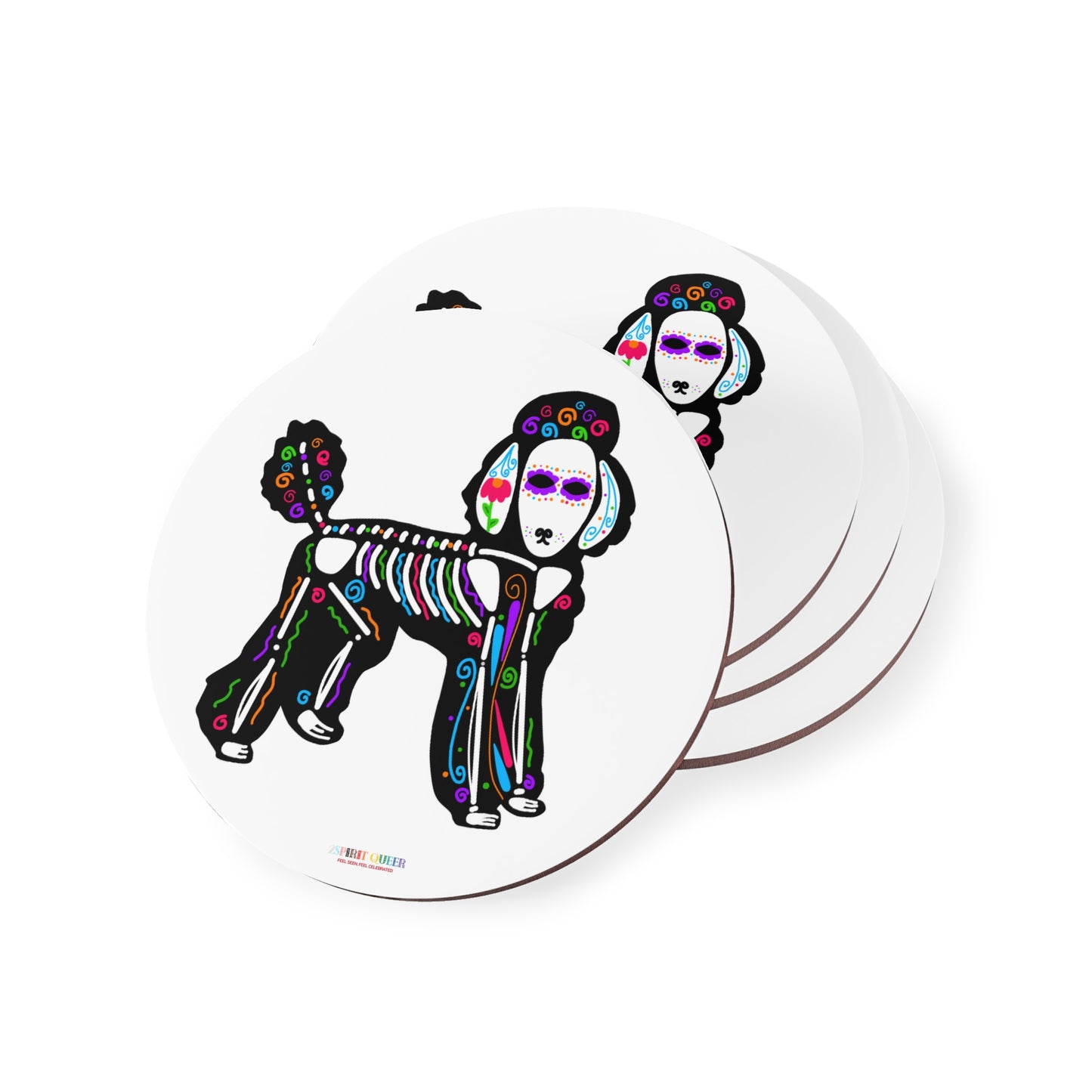 Dia de los Muertos Poodle Coasters