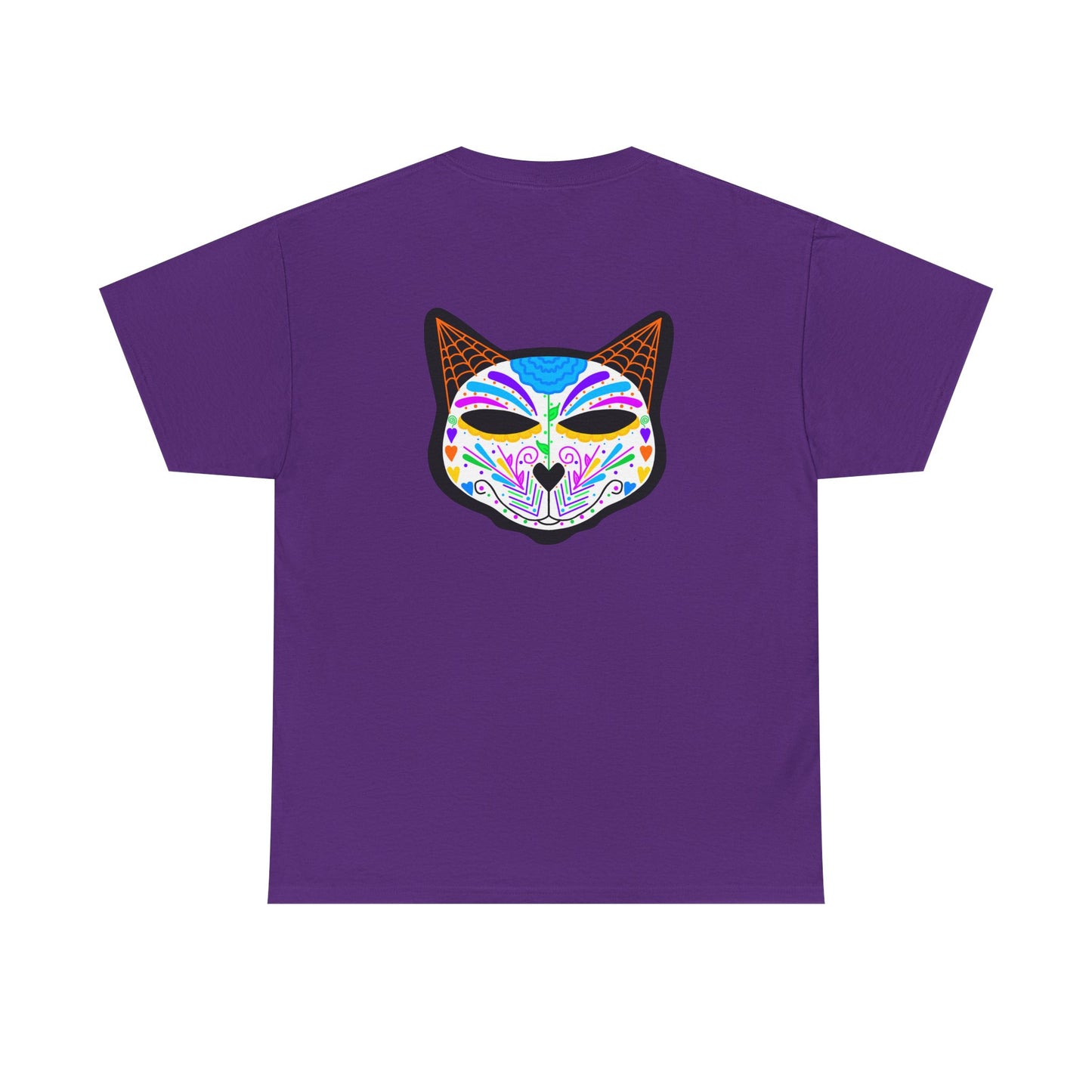 Dia de los Muertos Cat Head Heavy Cotton Tee
