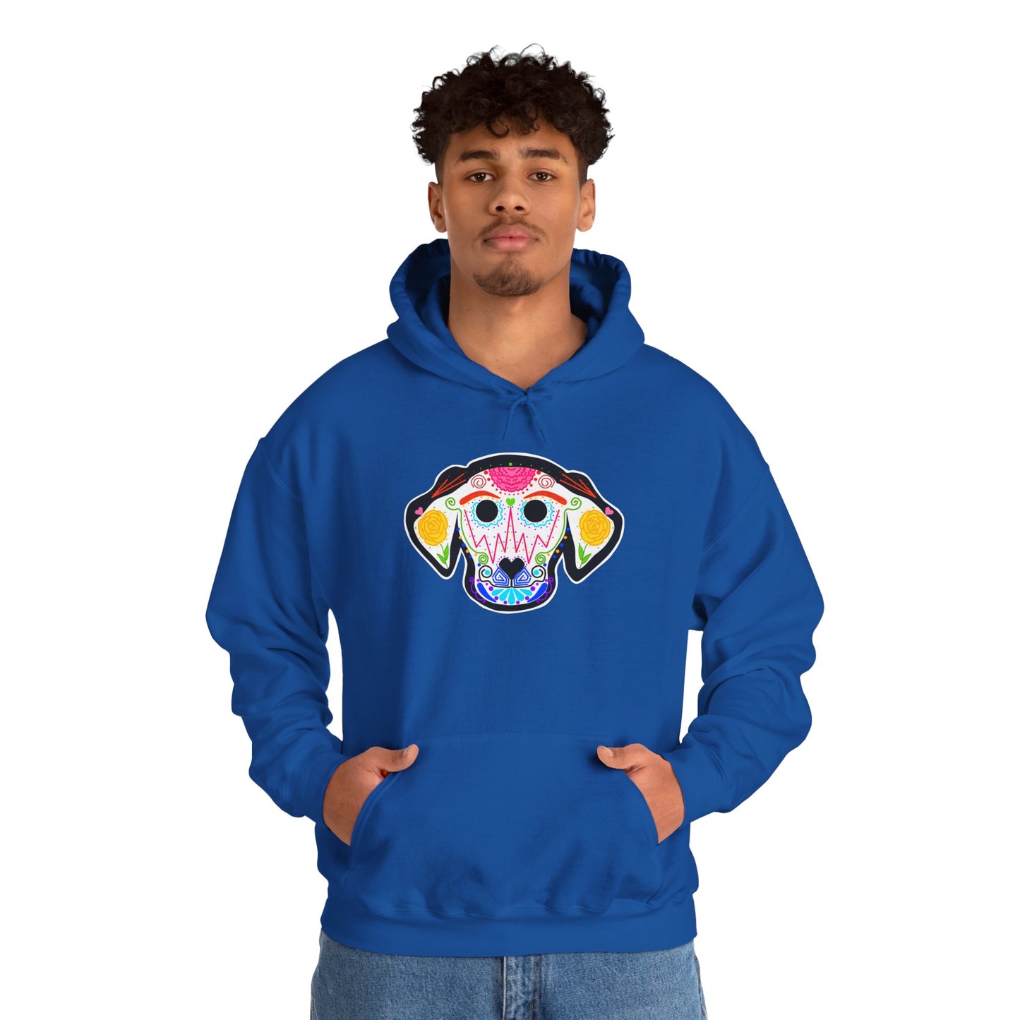 Dia de los Muertos Dog Head Hooded Sweatshirt
