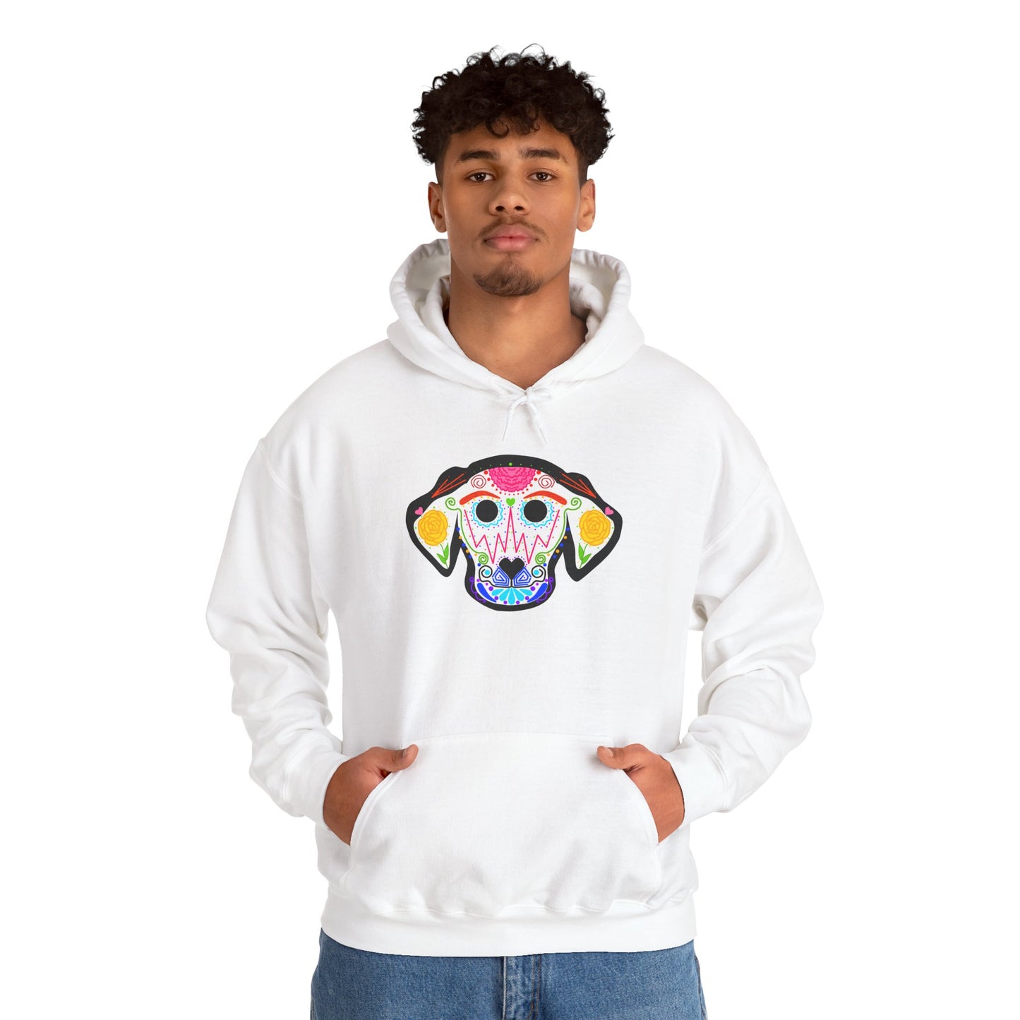 Dia de los Muertos Dog Head Hooded Sweatshirt