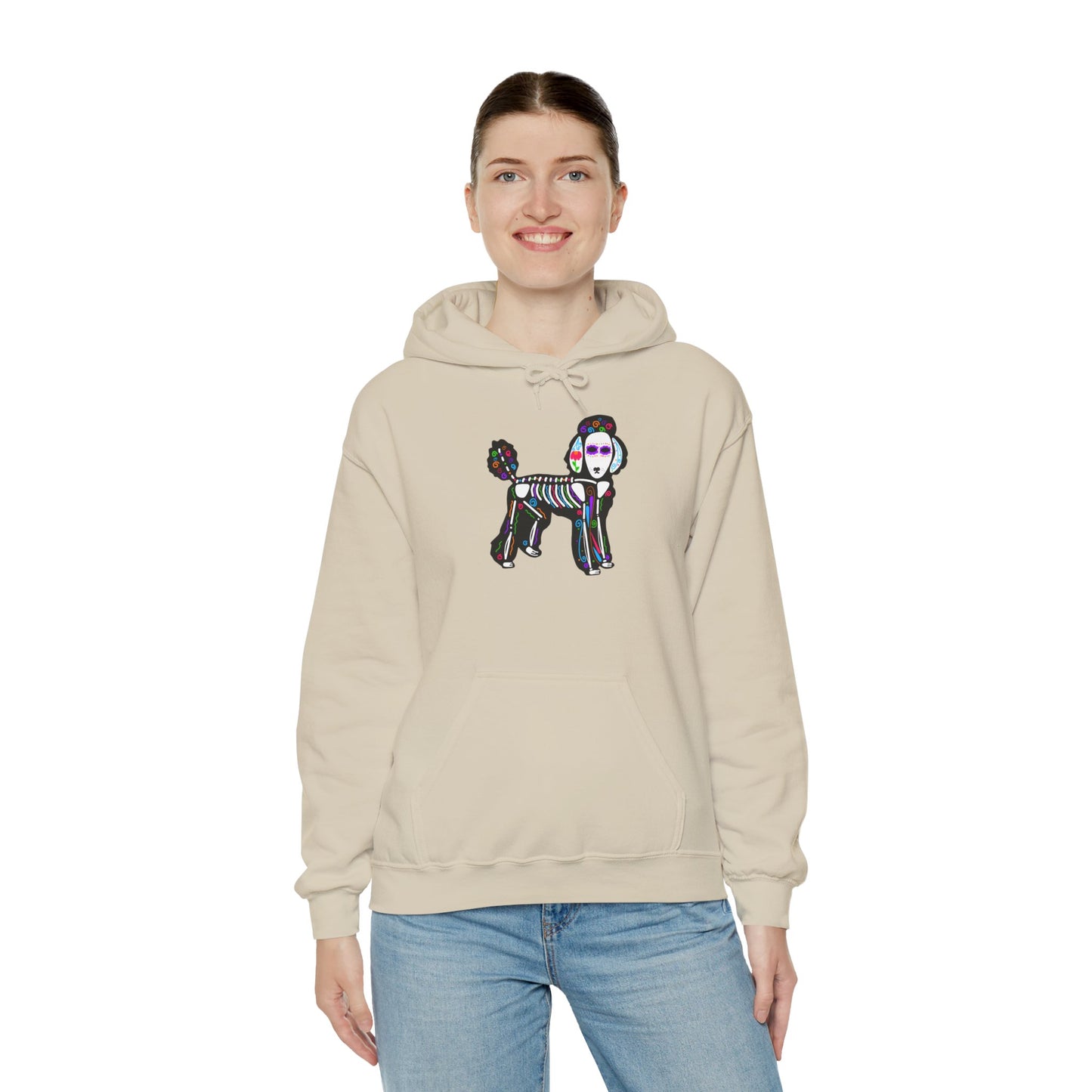 Dia de los Muertos Poodle Hooded Sweatshirt