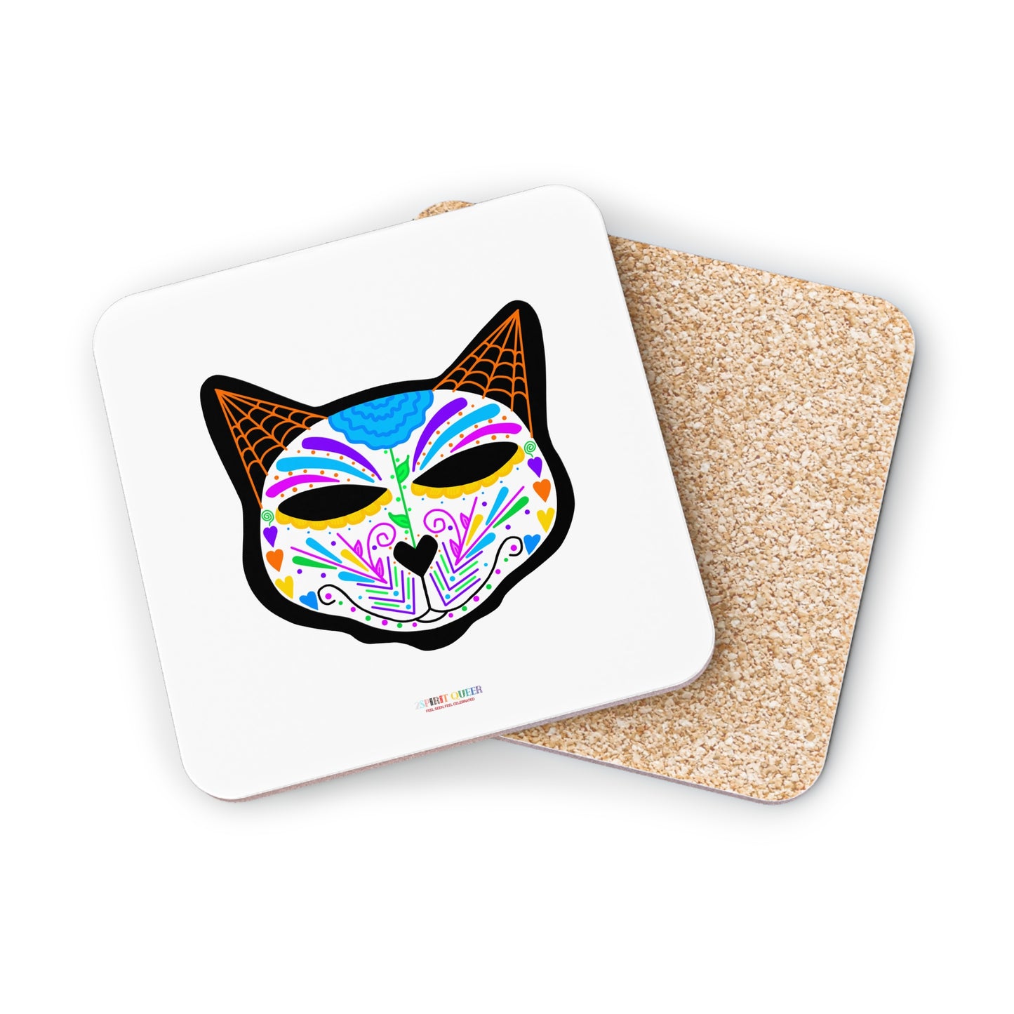 Dia de los Muertos Cat Head Coasters