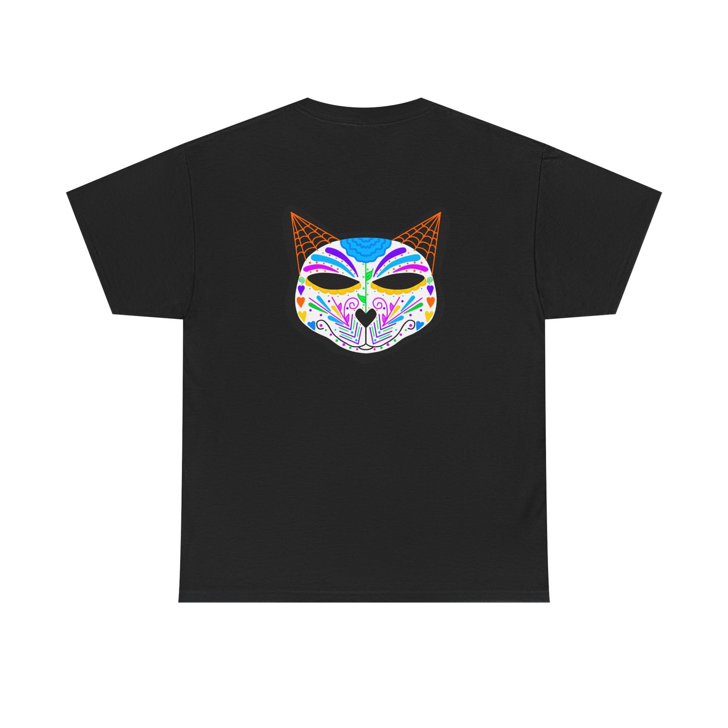 Dia de los Muertos Cat Head Heavy Cotton Tee