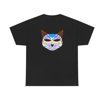 Dia de los Muertos Cat Head Heavy Cotton Tee