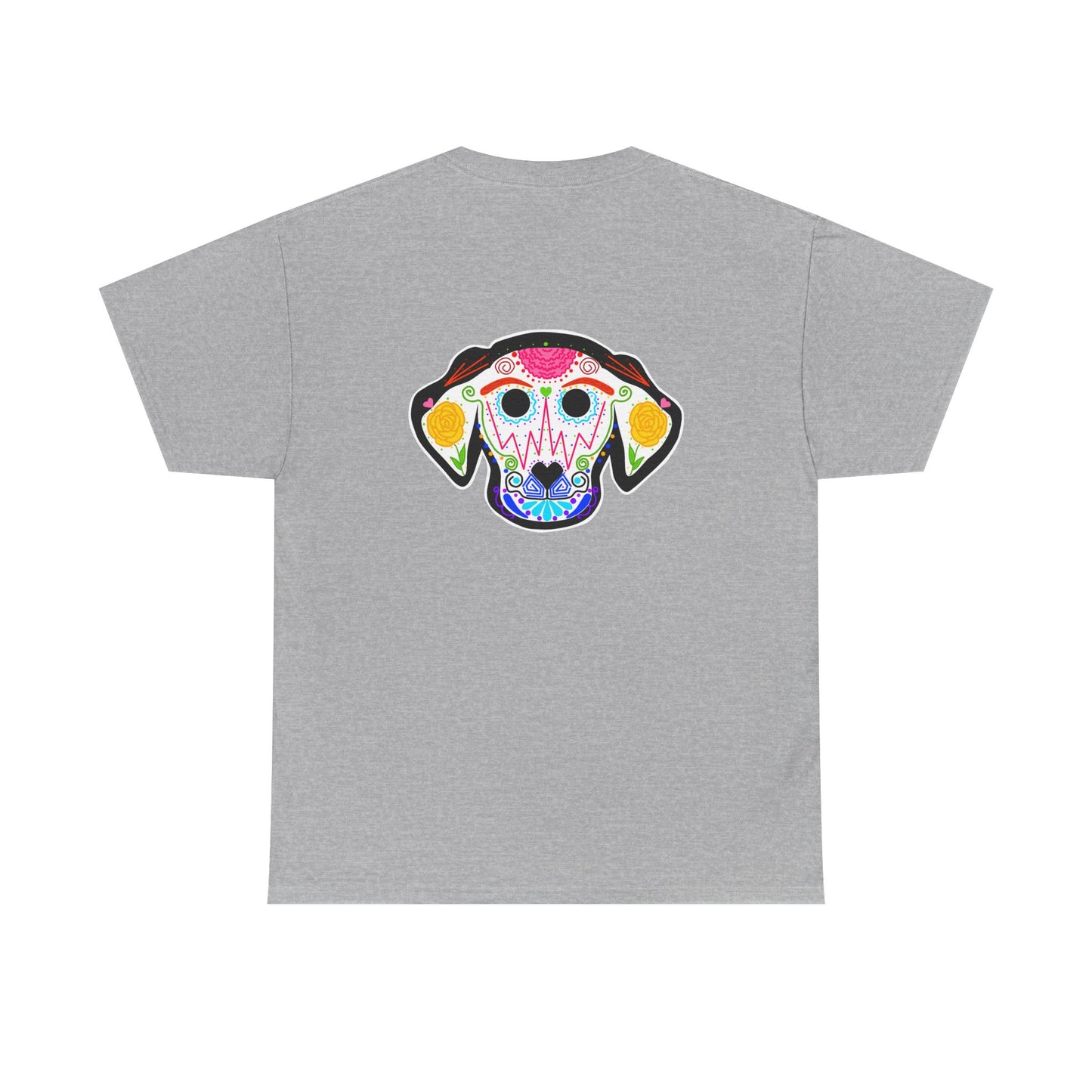 Dia de los Muertos Dog Head Unisex Heavy Cotton Tee