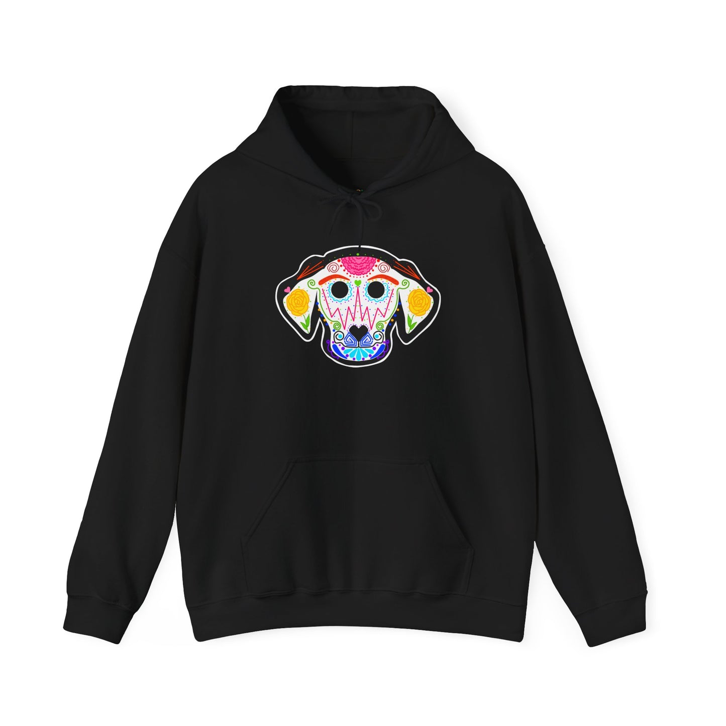 Dia de los Muertos Dog Head Hooded Sweatshirt
