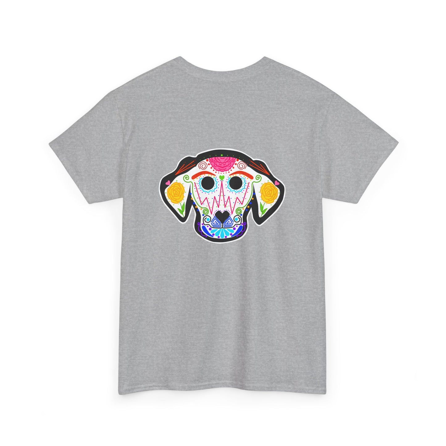 Dia de los Muertos Dog Head Unisex Heavy Cotton Tee