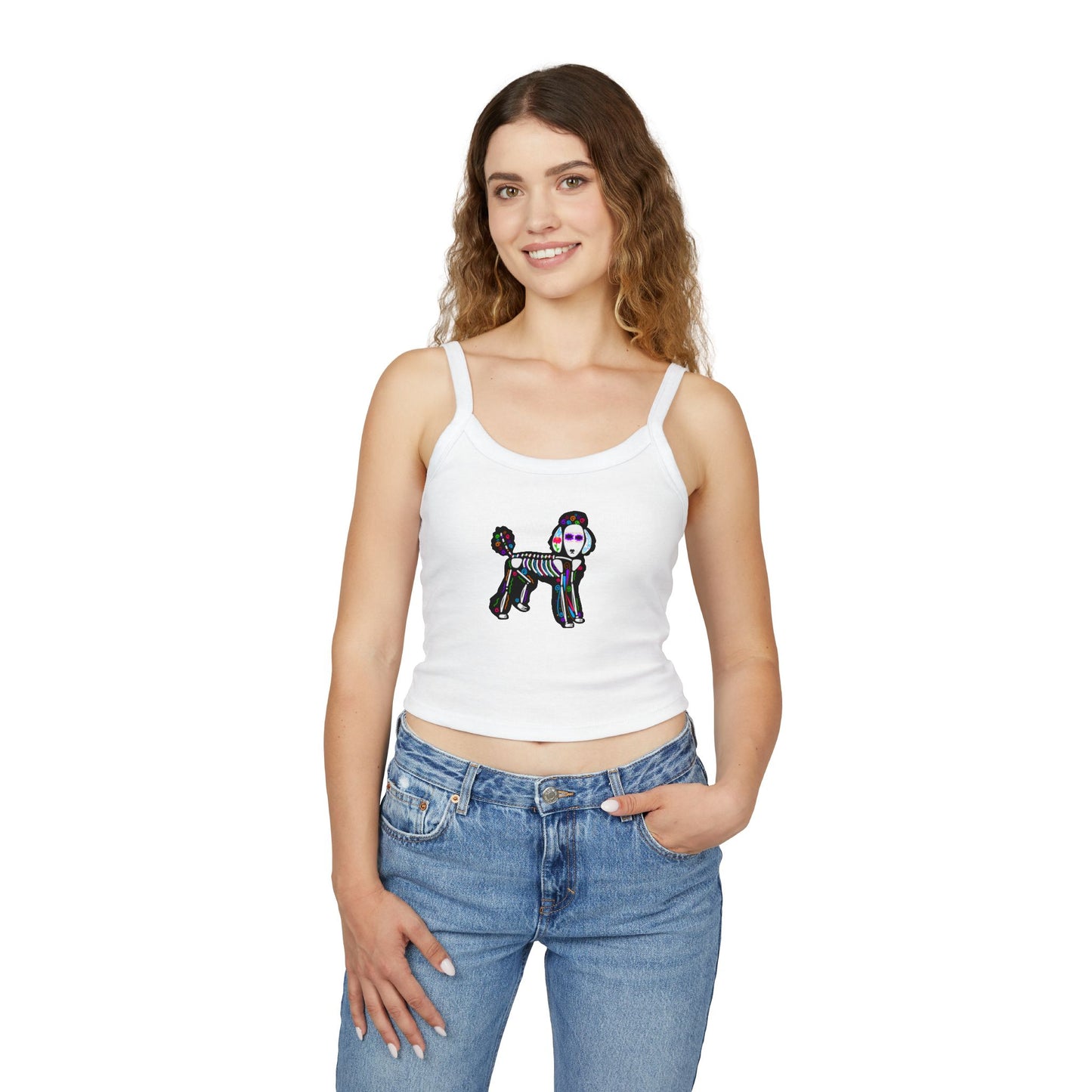 Dia de los Muertos Poodle Spaghetti Strap Tank Top