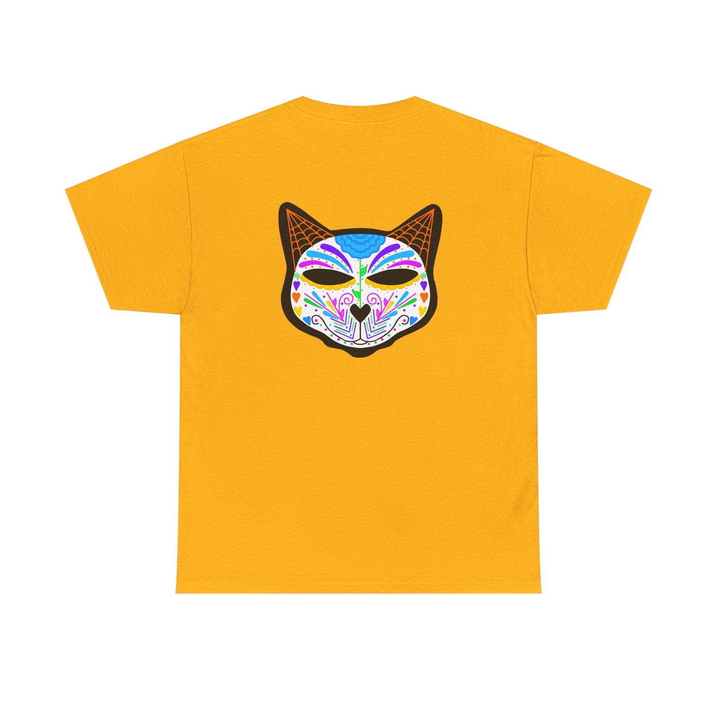 Dia de los Muertos Cat Head Heavy Cotton Tee