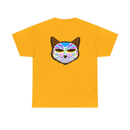 Dia de los Muertos Cat Head Heavy Cotton Tee