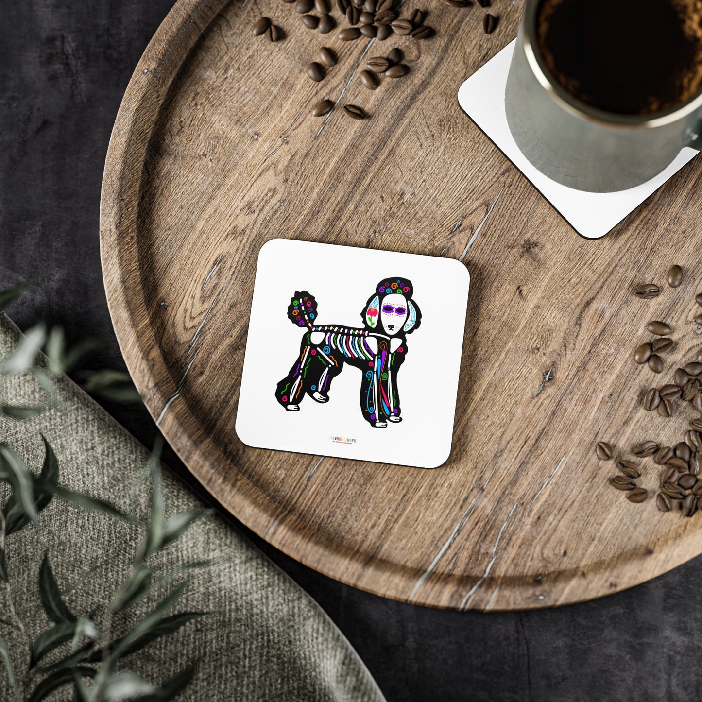 Dia de los Muertos Poodle Coasters
