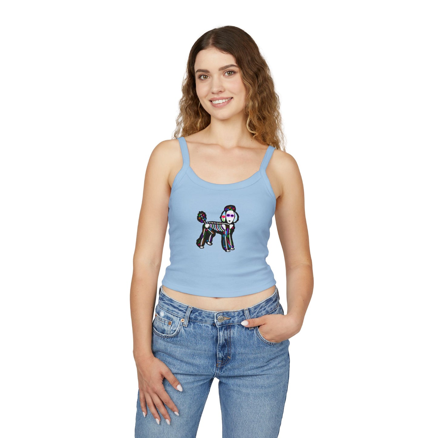 Dia de los Muertos Poodle Spaghetti Strap Tank Top