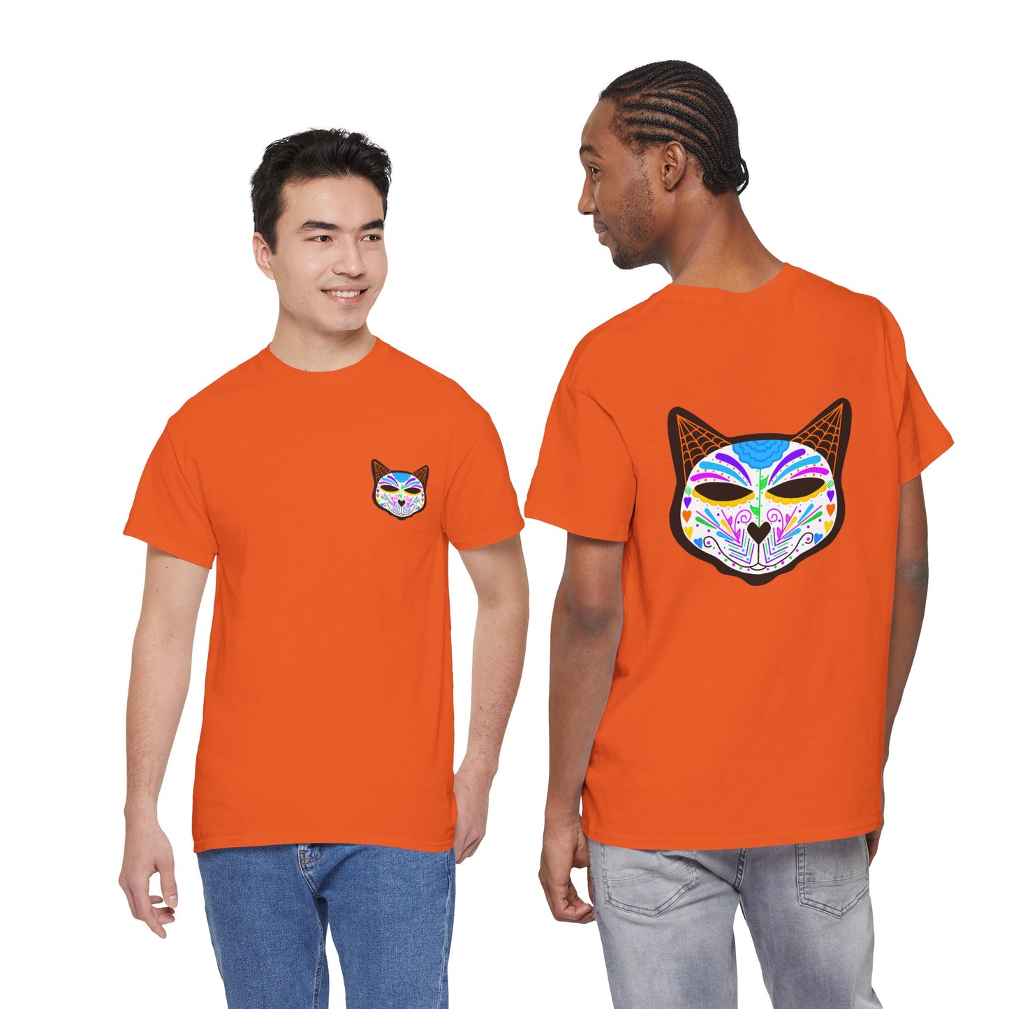 Dia de los Muertos Cat Head Heavy Cotton Tee