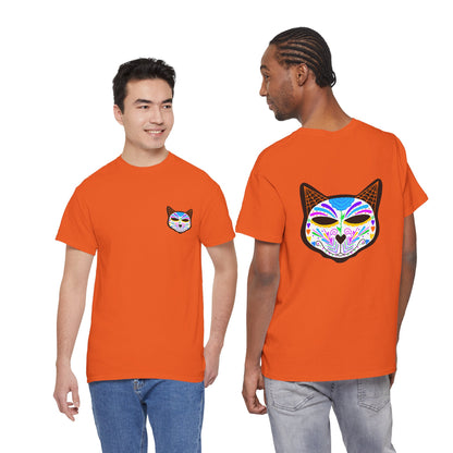 Dia de los Muertos Cat Head Heavy Cotton Tee