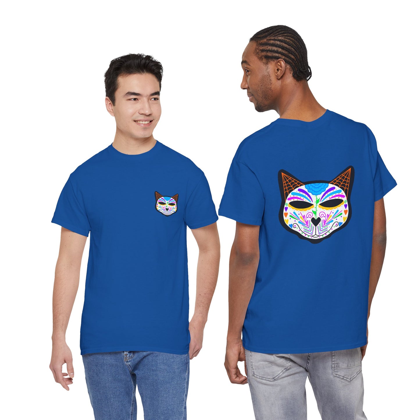 Dia de los Muertos Cat Head Heavy Cotton Tee