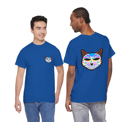Dia de los Muertos Cat Head Heavy Cotton Tee