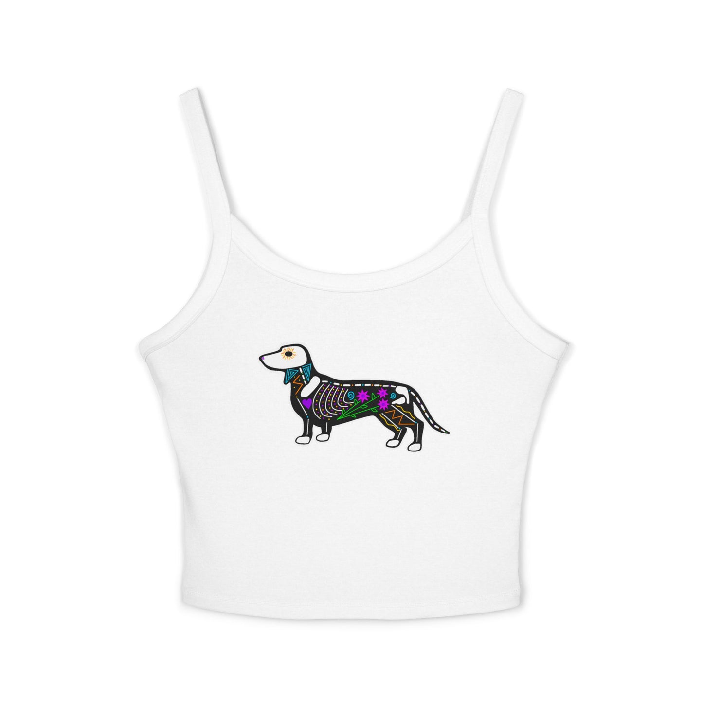 Dia de los Muertos Dachshaund Spaghetti Strap Tank Top