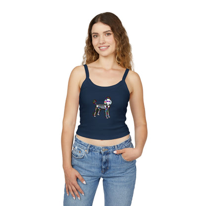 Dia de los Muertos Poodle Spaghetti Strap Tank Top