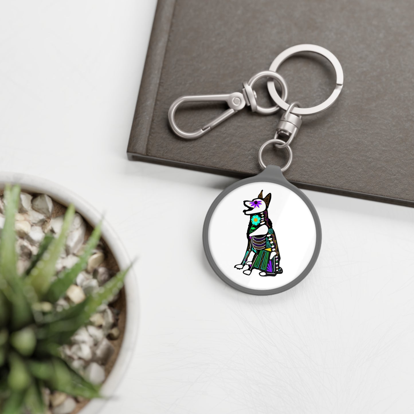 Dia de los Muertos German Shepard Keyring Tag
