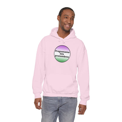 Preguntame mis Pronombres Gender Non-Conforming Hooded Sweatshirt