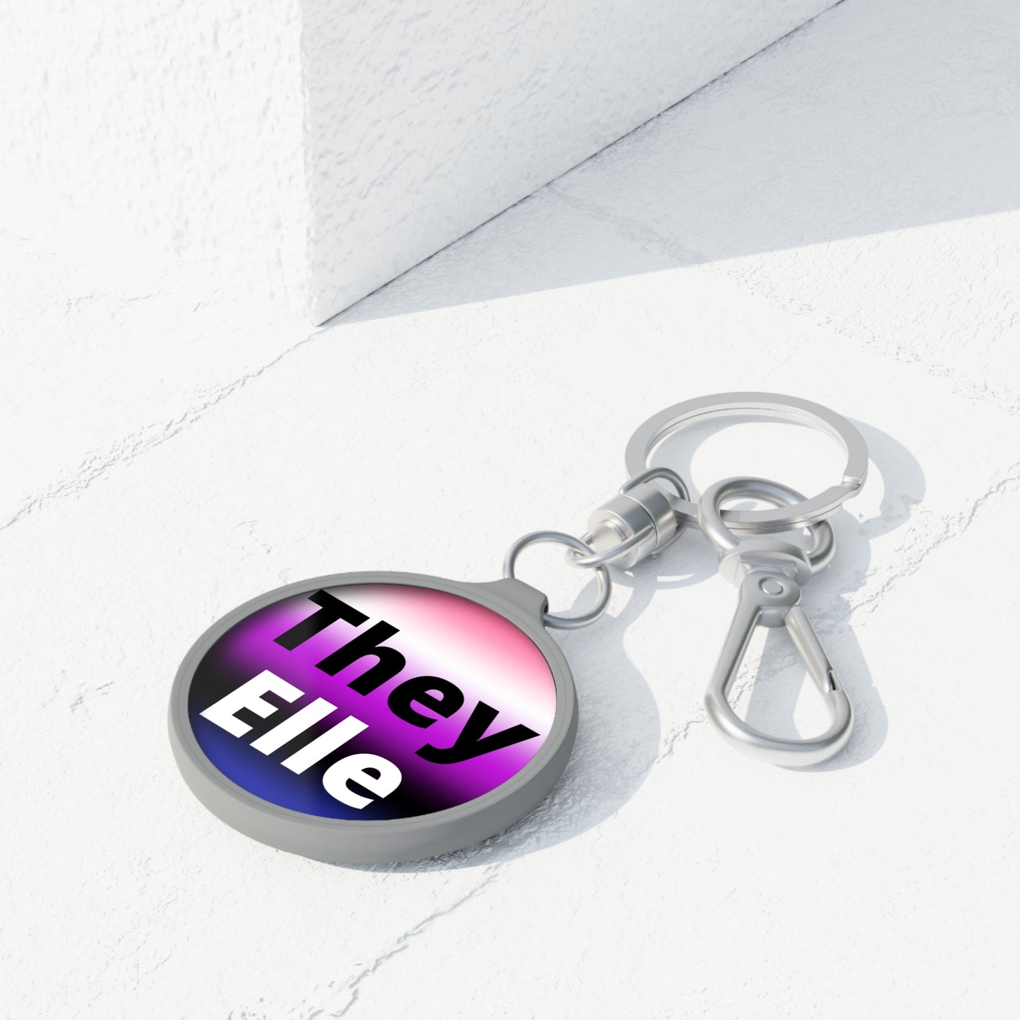 They/Elle Genderfluid Keyring Tag