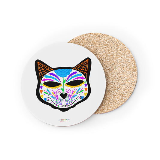 Dia de los Muertos Cat Head Coasters