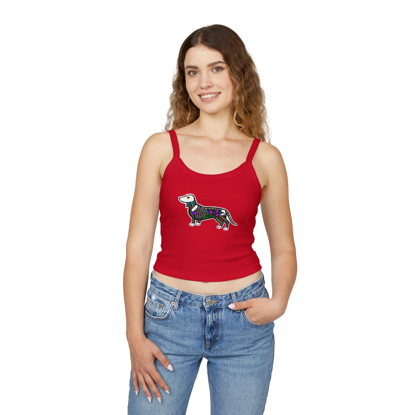 Dia de los Muertos Dachshaund Spaghetti Strap Tank Top