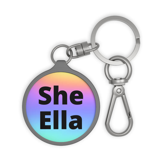 She/Ella Rainbow Keyring Tag