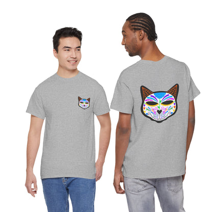 Dia de los Muertos Cat Head Heavy Cotton Tee