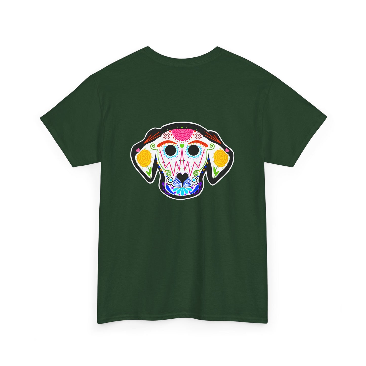 Dia de los Muertos Dog Head Unisex Heavy Cotton Tee