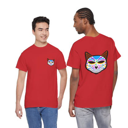 Dia de los Muertos Cat Head Heavy Cotton Tee