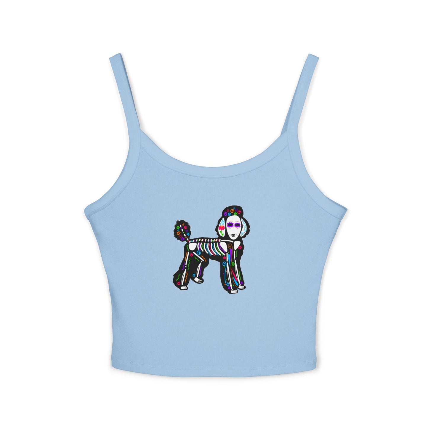Dia de los Muertos Poodle Spaghetti Strap Tank Top