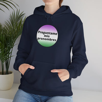 Preguntame mis Pronombres Gender Non-Conforming Hooded Sweatshirt