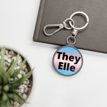 They/Elle Trans Keyring Tag