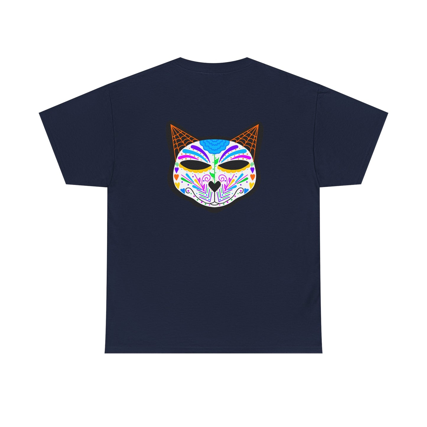 Dia de los Muertos Cat Head Heavy Cotton Tee