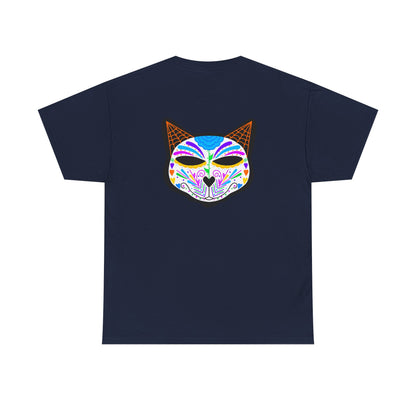 Dia de los Muertos Cat Head Heavy Cotton Tee