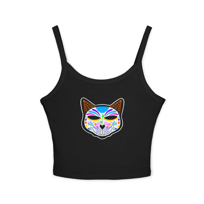 Dia de los Muertos Cat Women's Spaghetti Strap Tank Top
