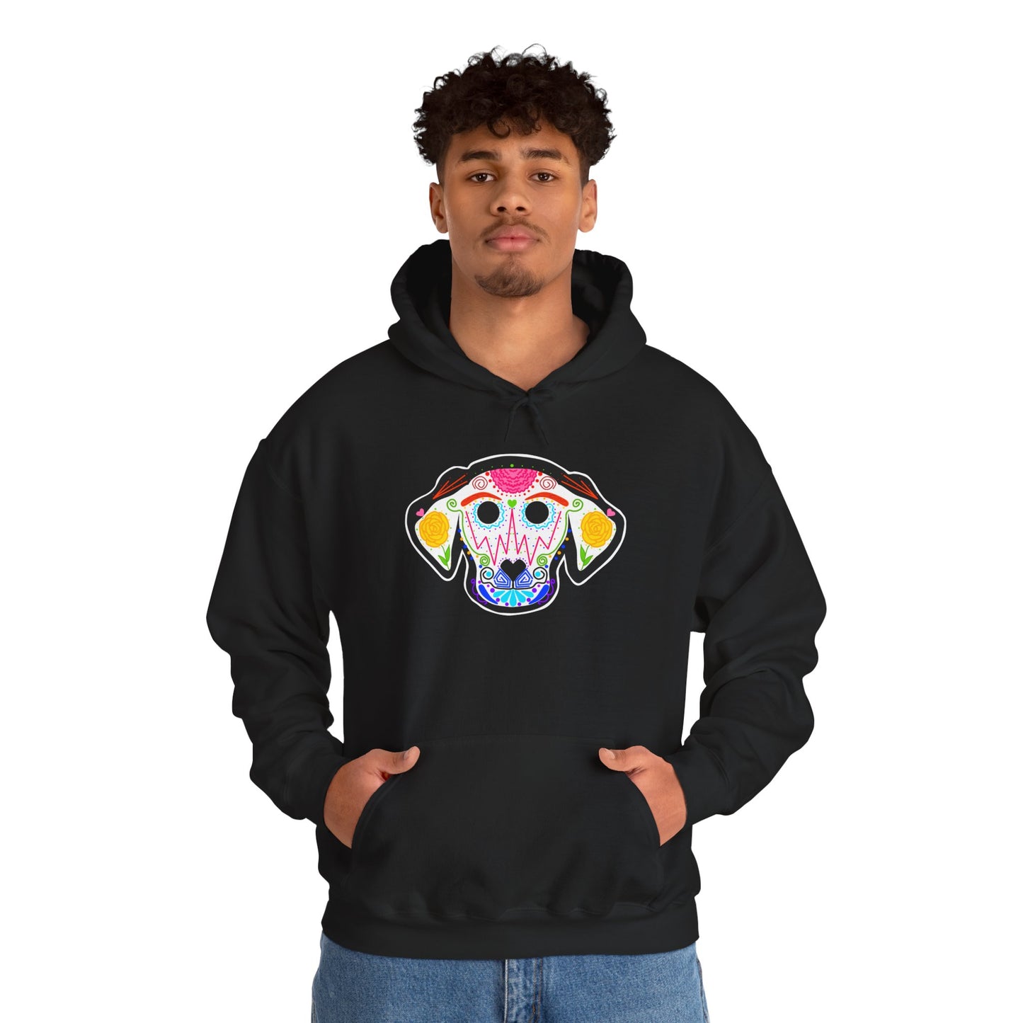 Dia de los Muertos Dog Head Hooded Sweatshirt