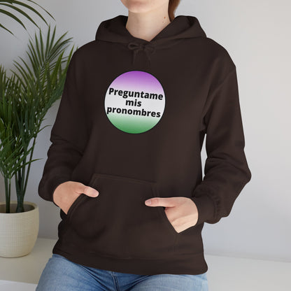 Preguntame mis Pronombres Gender Non-Conforming Hooded Sweatshirt